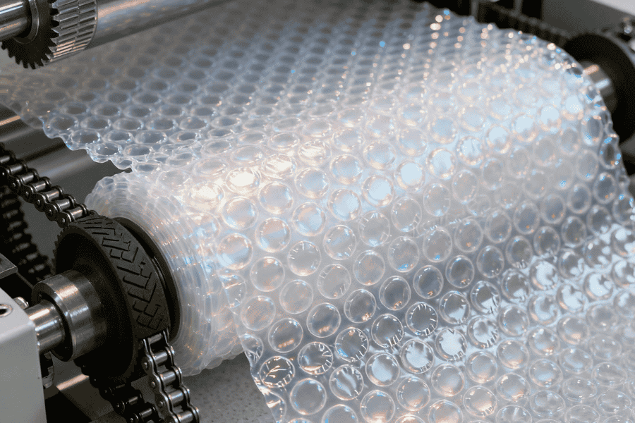 Bubble film microstructure and machine details